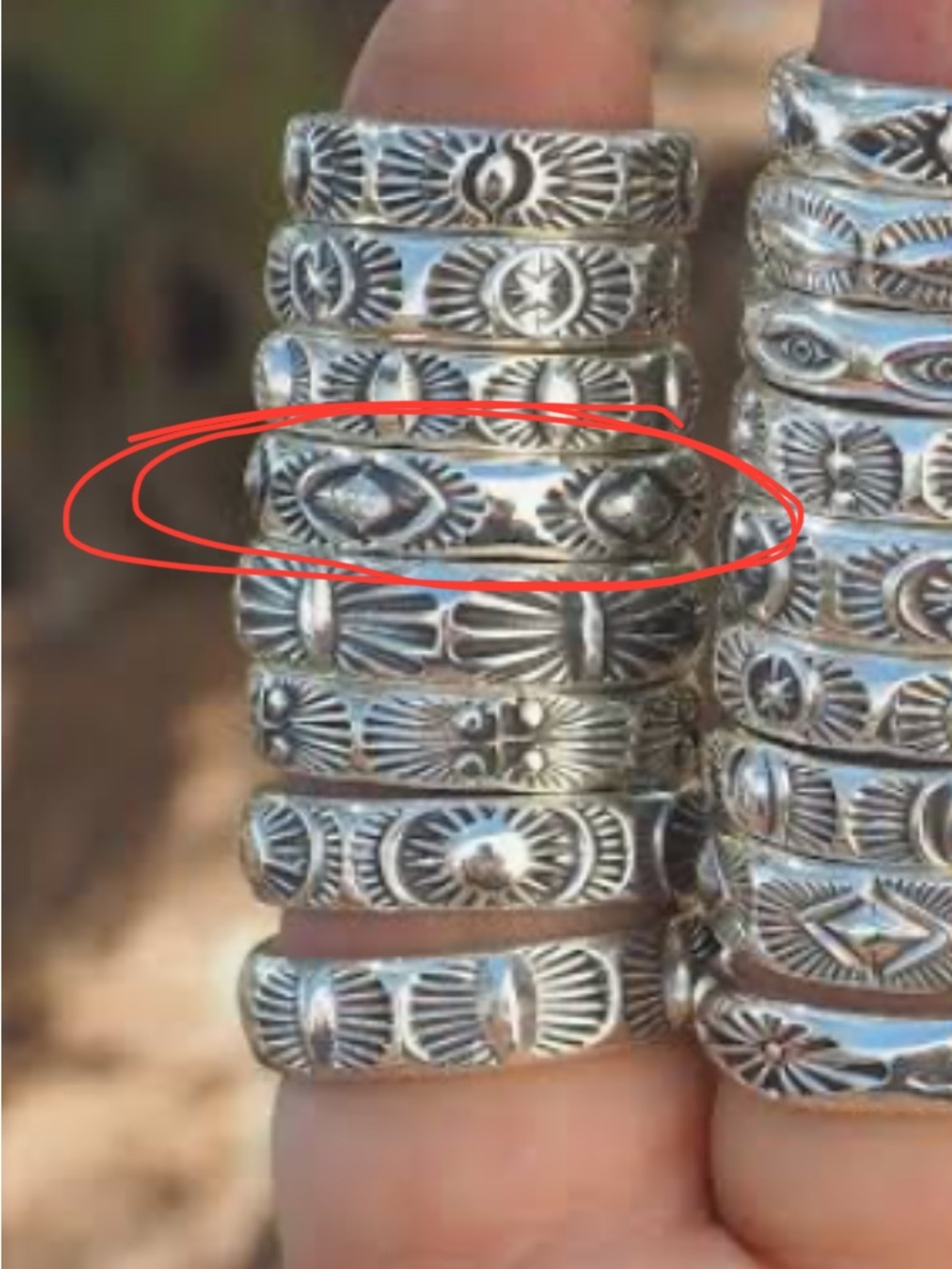 Numi Olive ‘Yucca’ Sterling silver stamped band size 9